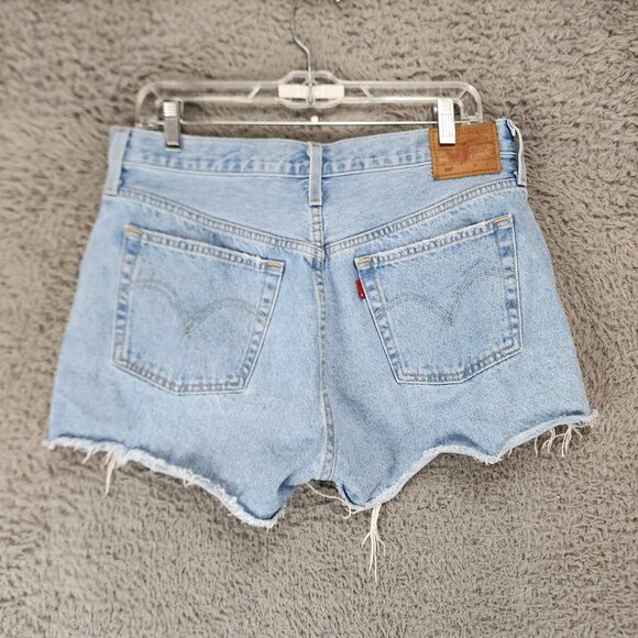 Levi's Shorts Womens 32 Blue 501 Premium Big E Button Fly Cut Off 100% Cotton - Picture 1 of 15